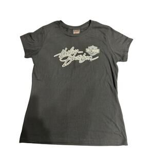 Harley Davidson Women’s T shirt Black Large Tripps Amarillo Texas Biker Chic